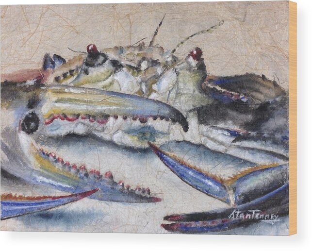 Crab Wood Print featuring the painting Jimmy by Stan Tenney