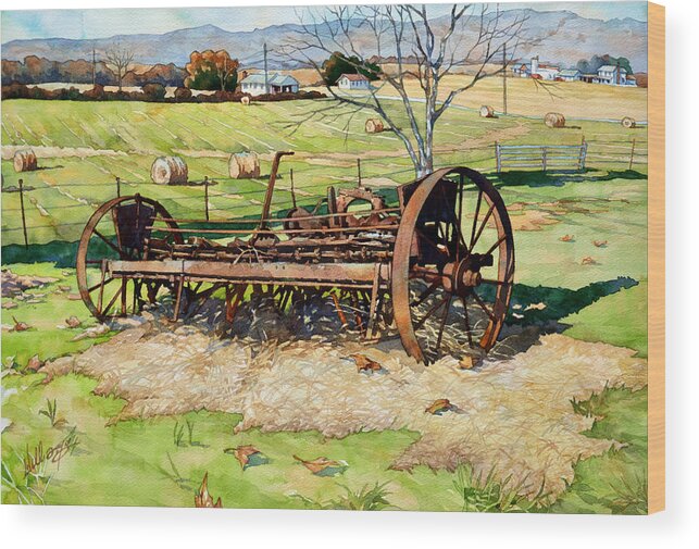 Watercolor Wood Print featuring the painting Joy of Rust by Mick Williams