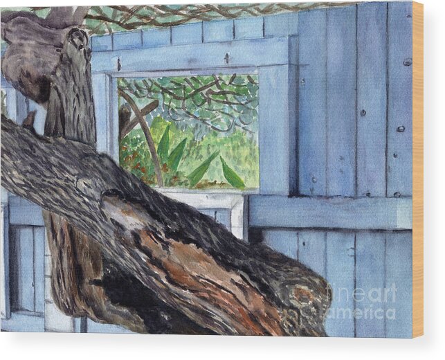 Kailua Beach House Wood Print featuring the painting Kailua Beach House by Mukta Gupta