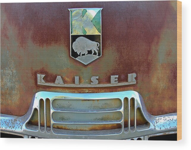Cars Wood Print featuring the photograph Kaiser Vintage Grill by Tony Grider
