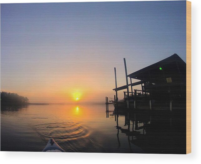 Palm Wood Print featuring the digital art Kayaking on the Bon Secour River by Michael Thomas