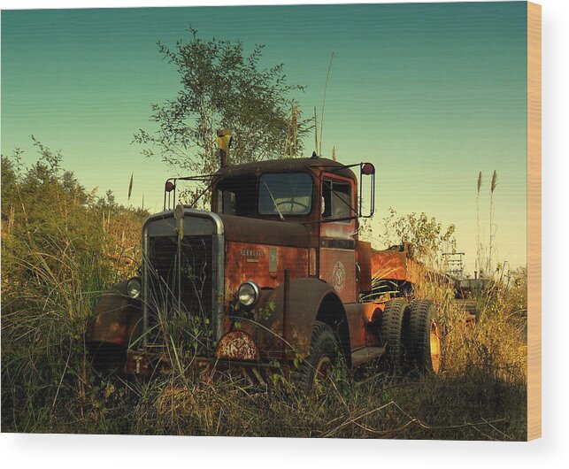 Wallpaper Buy Art Print Phone Case T-shirt Beautiful Duvet Case Pillow Tote Bags Shower Curtain Greeting Cards Mobile Phone Apple Android Nature Old American Truck Wood Print featuring the photograph Kenwoth by Salman Ravish