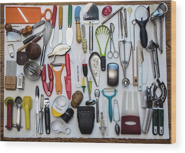 Transfer Print Wood Print featuring the photograph Kitchen Tools by Jill Clardy
