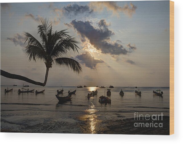 Landscape Wood Print featuring the photograph Koh Tao Sunset by Alex Dudley