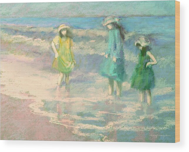 Beach Wood Print featuring the painting Ladies Day by J Reifsnyder