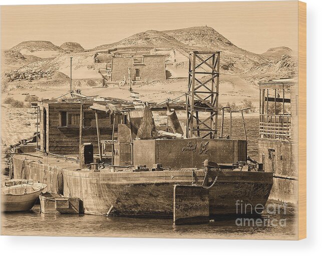 Lake Nasser Wood Print featuring the photograph Lake Nasser Ancient and Modern by Nigel Fletcher-Jones