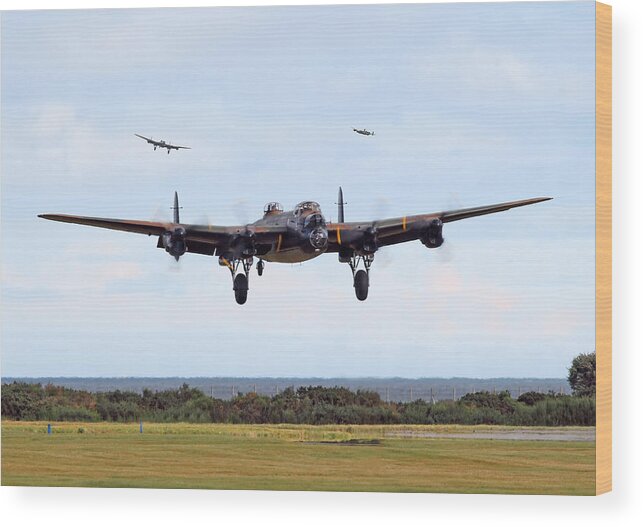 Aircraft Wood Print featuring the digital art Lancaster - Safe Home by Pat Speirs