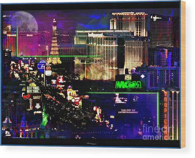 Las Vegas Wood Print featuring the mixed media Las Vegas igniting your Fire by Christine Mayfield