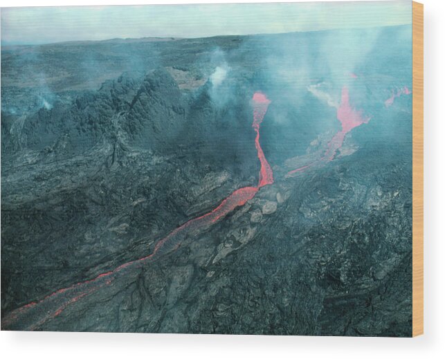 Geology Wood Print featuring the photograph Lava Flow On Mauna Loa by Peter Menzell/science Photo Library