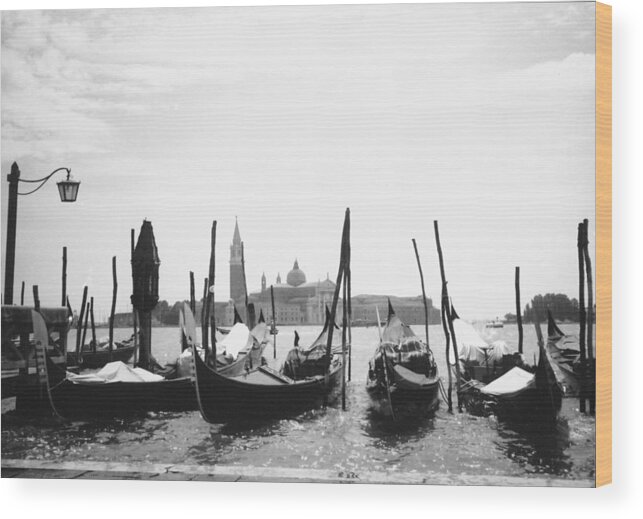Venice Wood Print featuring the photograph Le Gondole - Venice by Heike Hellmann-Brown