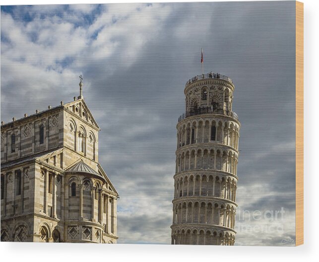 Leaning Tower Of Pisa Wood Print featuring the photograph Leaning Tower and Duomo di Pisa by Prints of Italy