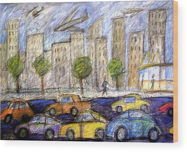 Airliners Wood Print featuring the painting Life in the Big City by Gerry High