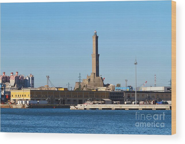 Architecture Wood Print featuring the photograph Lighthouse in Genova. Italy by Antonio Scarpi
