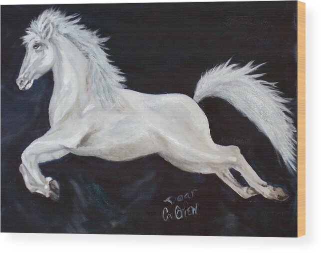 Horse Wood Print featuring the painting Lipizzaner Capriole by Caroline Owen-Doar