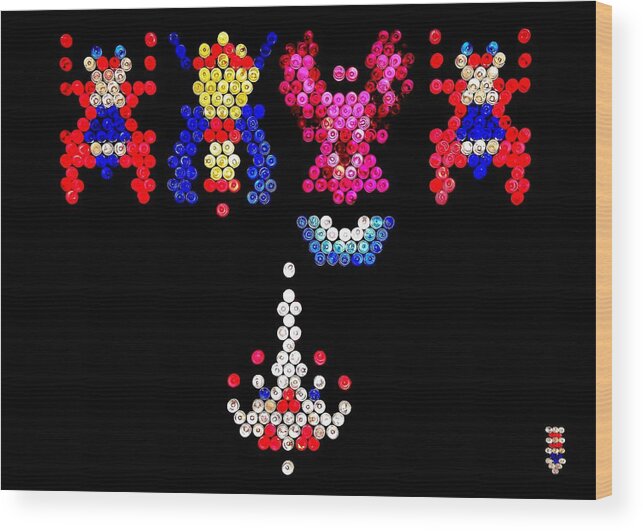 Galaga Wood Print featuring the photograph Lite Brite - Galaga by Benjamin Yeager
