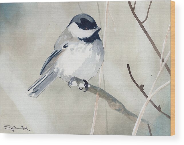 Songbird Wood Print featuring the painting Little Bird by Sean Parnell