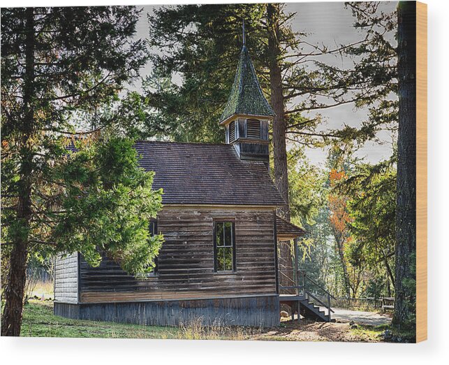 Building Wood Print featuring the photograph Little Church Beside the Road by Betty Depee