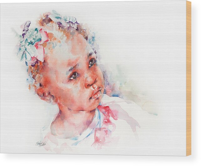 Africa Wood Print featuring the painting Little Miss Africa by Stephie Butler