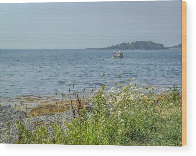 Maine Wood Print featuring the photograph Lobster boat at rest by Jane Luxton