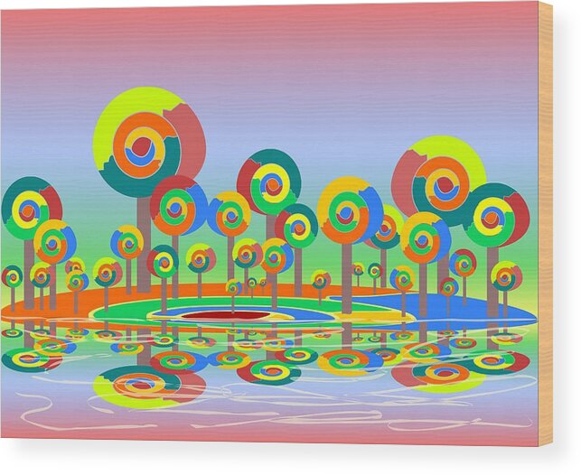 Malakhova Wood Print featuring the digital art Lollypop Island by Anastasiya Malakhova