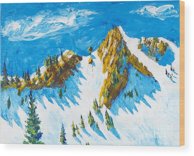 Mountains Wood Print featuring the painting Lone Tree One by Walt Brodis