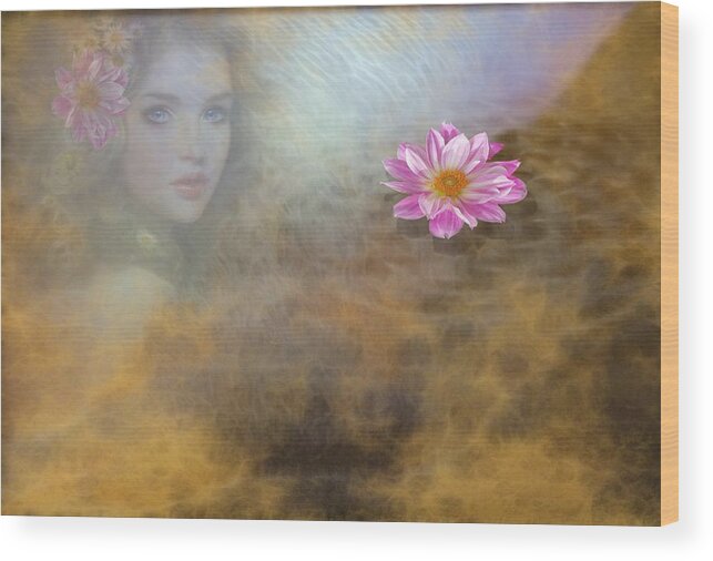 Girl Wood Print featuring the digital art Look from Under the water by Lilia S