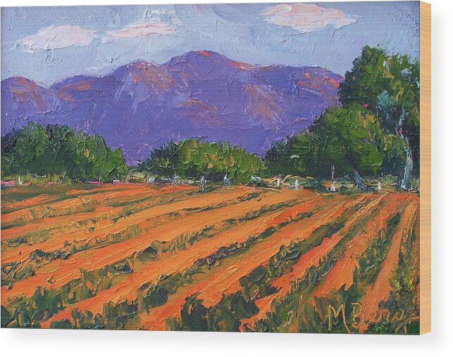 Landscape Wood Print featuring the painting Los Poblanos Fields New Mexico by Marian Berg