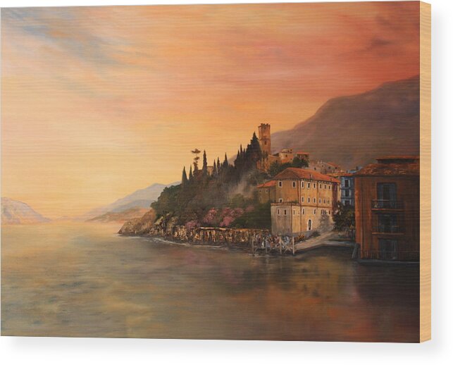Malcesine Wood Print featuring the painting Malcesine Lake Garda ITALY by Jean Walker