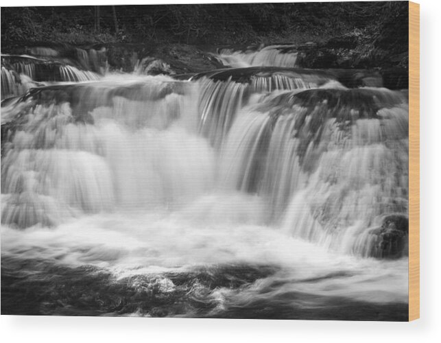 Abstract Wood Print featuring the photograph Many Falls - BW by Paul W Faust - Impressions of Light