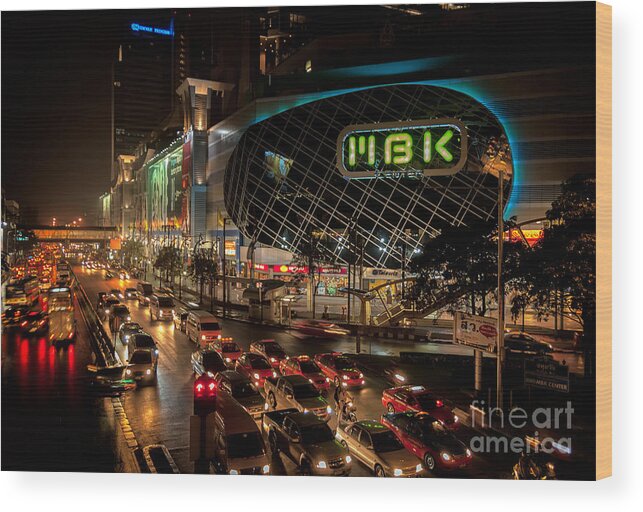 Cityscape Wood Print featuring the photograph MBK Bangkok by Adrian Evans