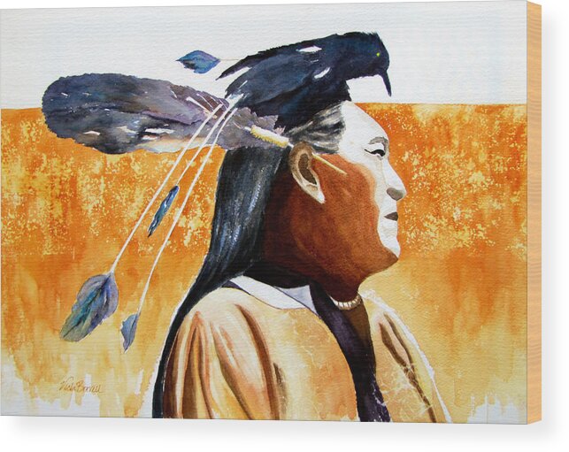 Portrait Of Indian Medicine Man Wood Print featuring the painting Medicine Man by Vicki Brevell