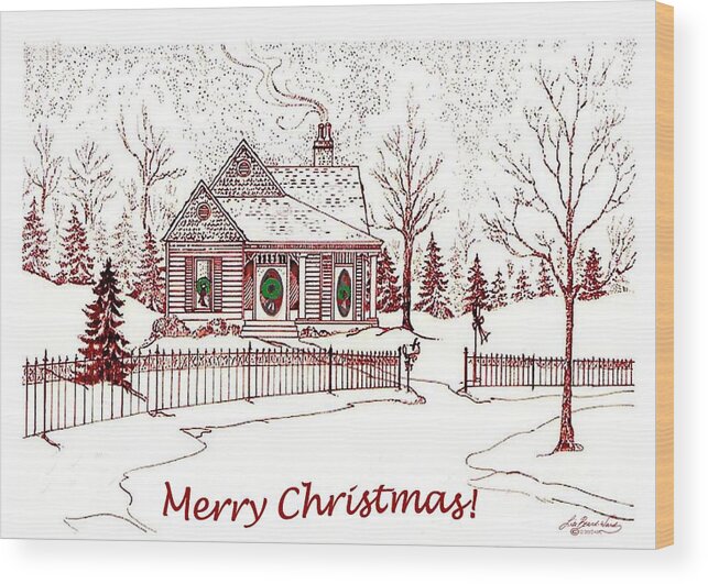 Christmas Wood Print featuring the drawing Merry Christmas by Lizi Beard-Ward