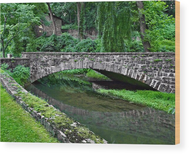 Architecture Wood Print featuring the photograph Mill Race Bridge. Hagley Museum. by Chris Kusik