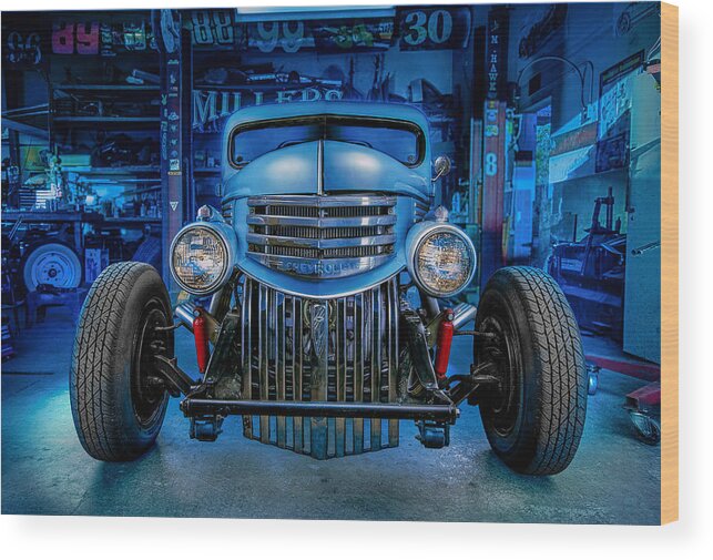 Antique Wood Print featuring the photograph Millers Chop Shop 1946 Chevy Truck by Yo Pedro