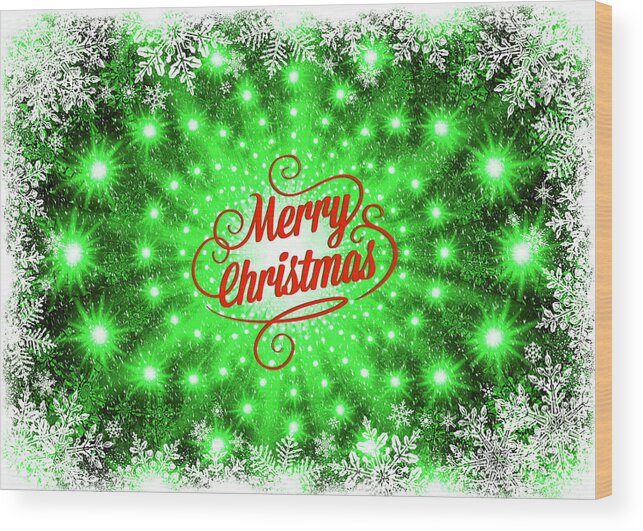 Merry Christmas Wood Print featuring the digital art Mod Cards - Holiday Lights XI - Merry Christmas by Aurelio Zucco