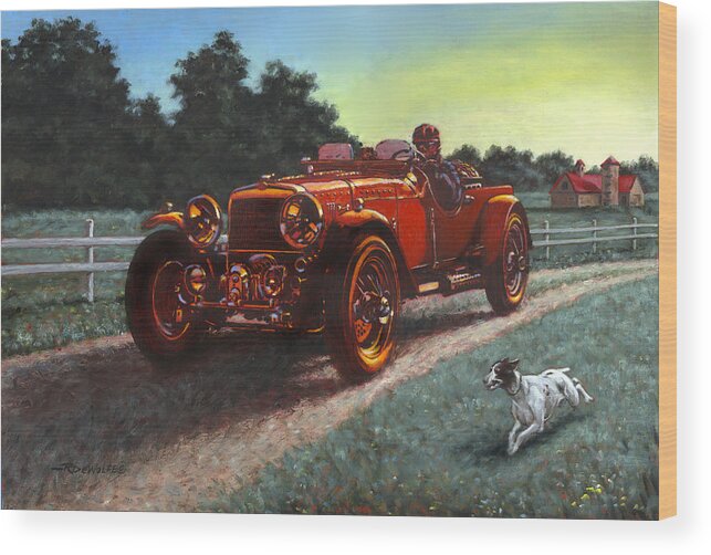 Red Wood Print featuring the painting Motor Car by Richard De Wolfe