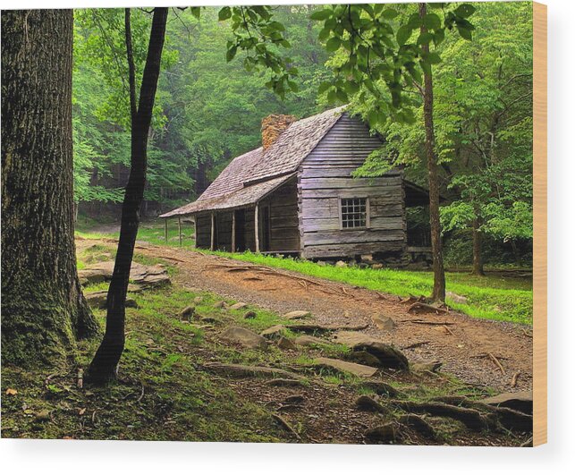Rustic Wood Print featuring the photograph Mountain Hideaway by Frozen in Time Fine Art Photography