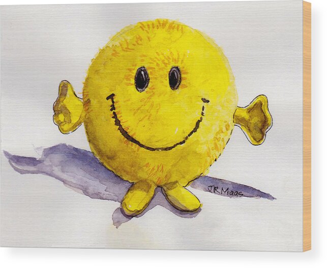 Mr Happy Wood Print featuring the painting Mr Happy by Julie Maas