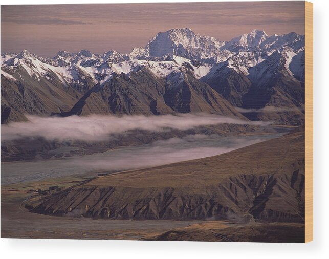 Feb0514 Wood Print featuring the photograph Mt Cook Godley And Mccauley Valleys by Colin Monteath