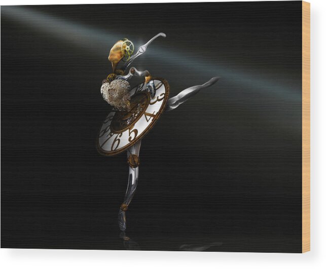 Dancer Wood Print featuring the digital art Music Box - The Dance of Hours by Alessandro Della Pietra