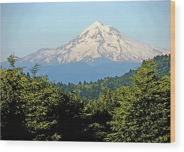 Mt. Hood Wood Print featuring the digital art Mystical Mt. Hood by Gary Olsen-Hasek