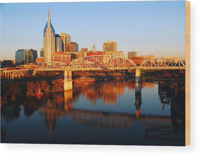 Nashville Wood Print featuring the photograph Nashville Skyline by James Kirkikis