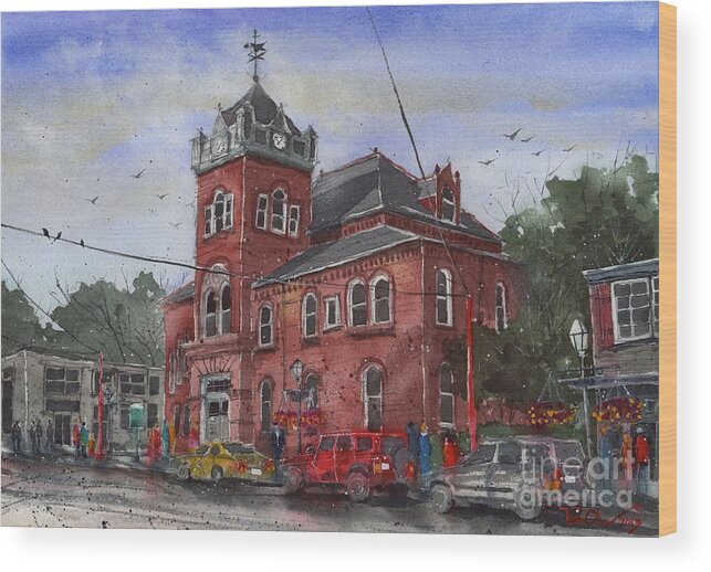 Natchitoches Wood Print featuring the painting Natchitoches Parish Courthouse by Tim Oliver