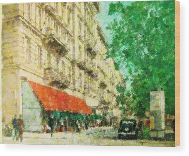 New York Wood Print featuring the mixed media New York In the Forties by Florene Welebny