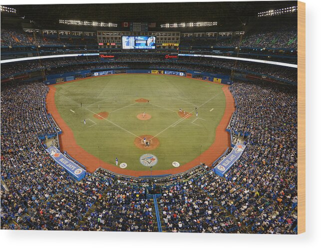 American League Baseball Wood Print featuring the photograph New York Yankees V. Toronto Blue Jays by Mark Cunningham