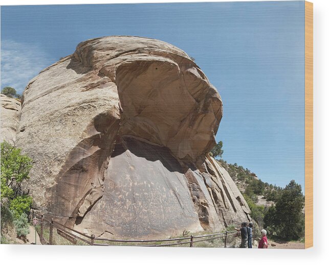� Newspaper Rock State Historic Monument Is In Eastern Utah Wood Print featuring the photograph News Paper Rock by Daniel Hebard