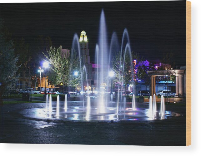 Chico City Plaza Wood Print featuring the photograph Nighttime at Chico City Plaza by Abram House