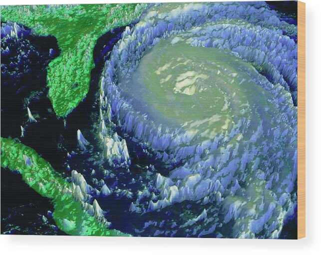 Hurricane Fran Wood Print featuring the photograph Noaa Satellite Image Of Hurricane Fran Near Usa by Nasa/science Photo Library