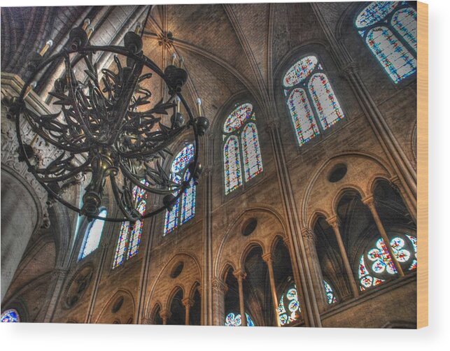 Notre Dame Wood Print featuring the photograph Notre Dame Interior by Jennifer Ancker