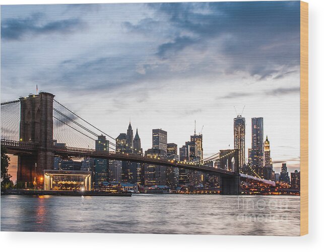 Nyc Wood Print featuring the photograph NYC Brooklyn Bridge by Hannes Cmarits